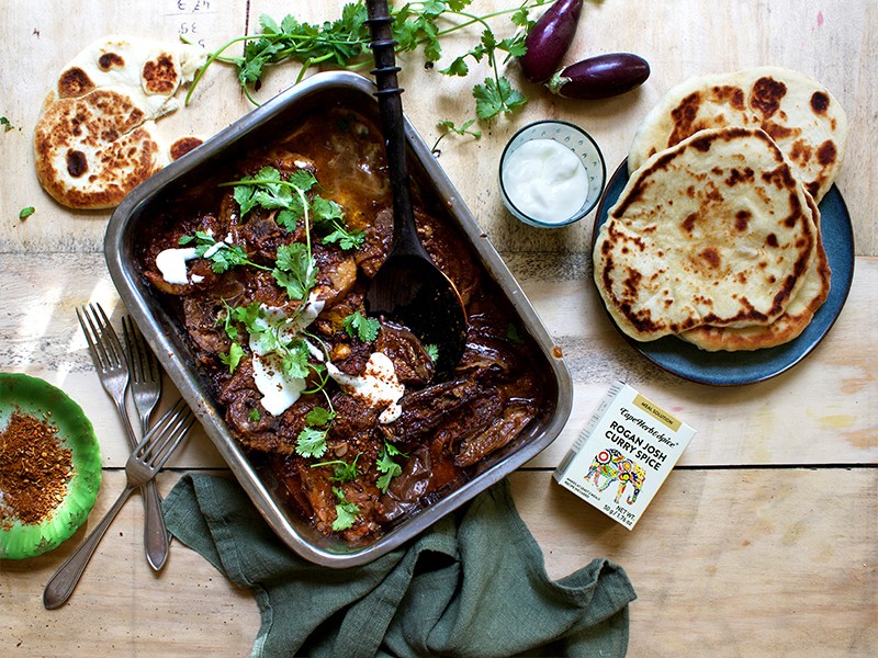 LAMB NECK AND AUBERGINE ROGAN JOSH WITH NAAN